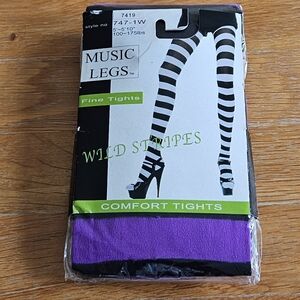 Music Legs Purple and Black Striped Tights